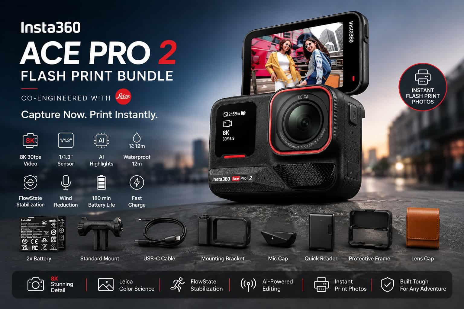 insta360 ace pro 2 flash print bundle