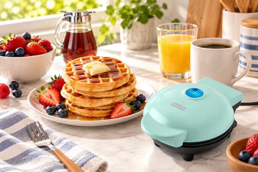 DASH Mini Waffle Maker Aqua