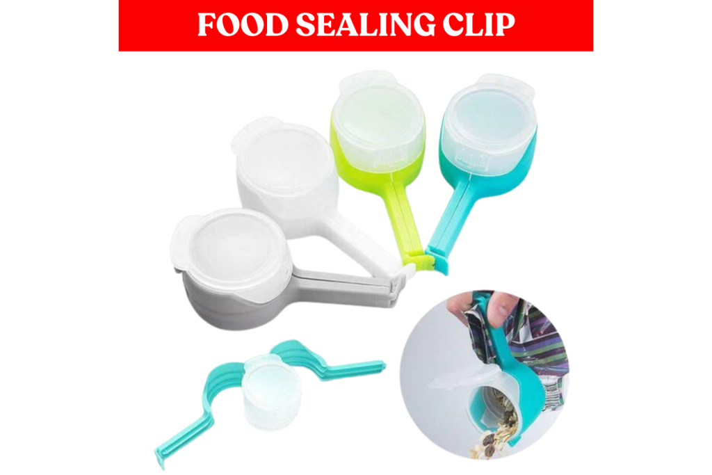 food bag sealing clip with pour spout