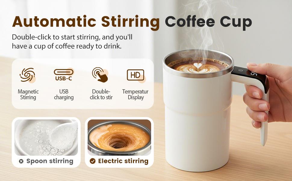 self stirring mug with led display