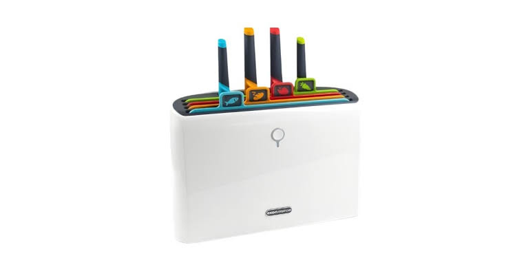 smart cutting board and knife set with holder