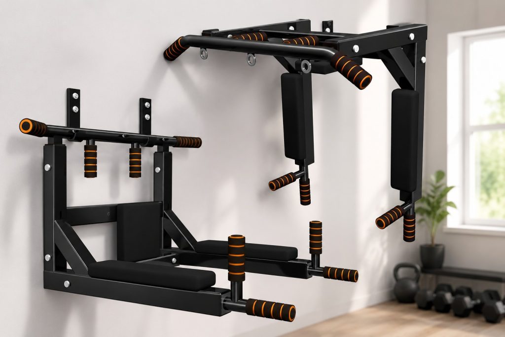 Wall-Mounted Pull-Up & Dip Station: Build Your Home Gym Without Taking Up Floor Space multi function bar wall