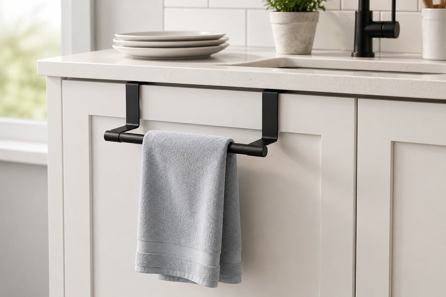 over cabinet towel bar