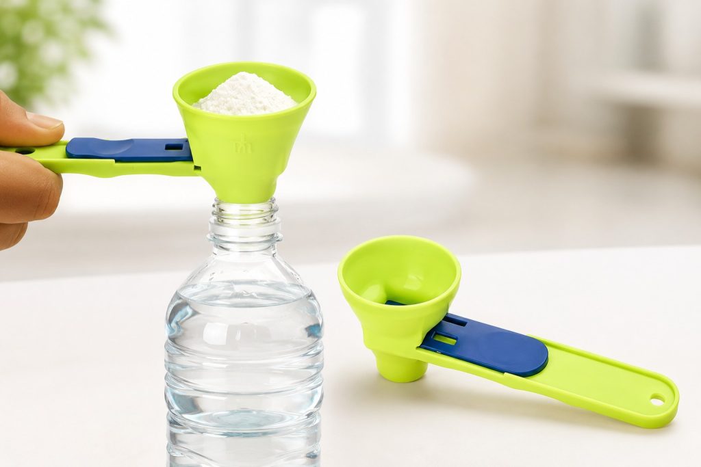 Powder Funnel Measuring Scoop – Easy No-Spill Bottle Filling Tool powder sliding scoop